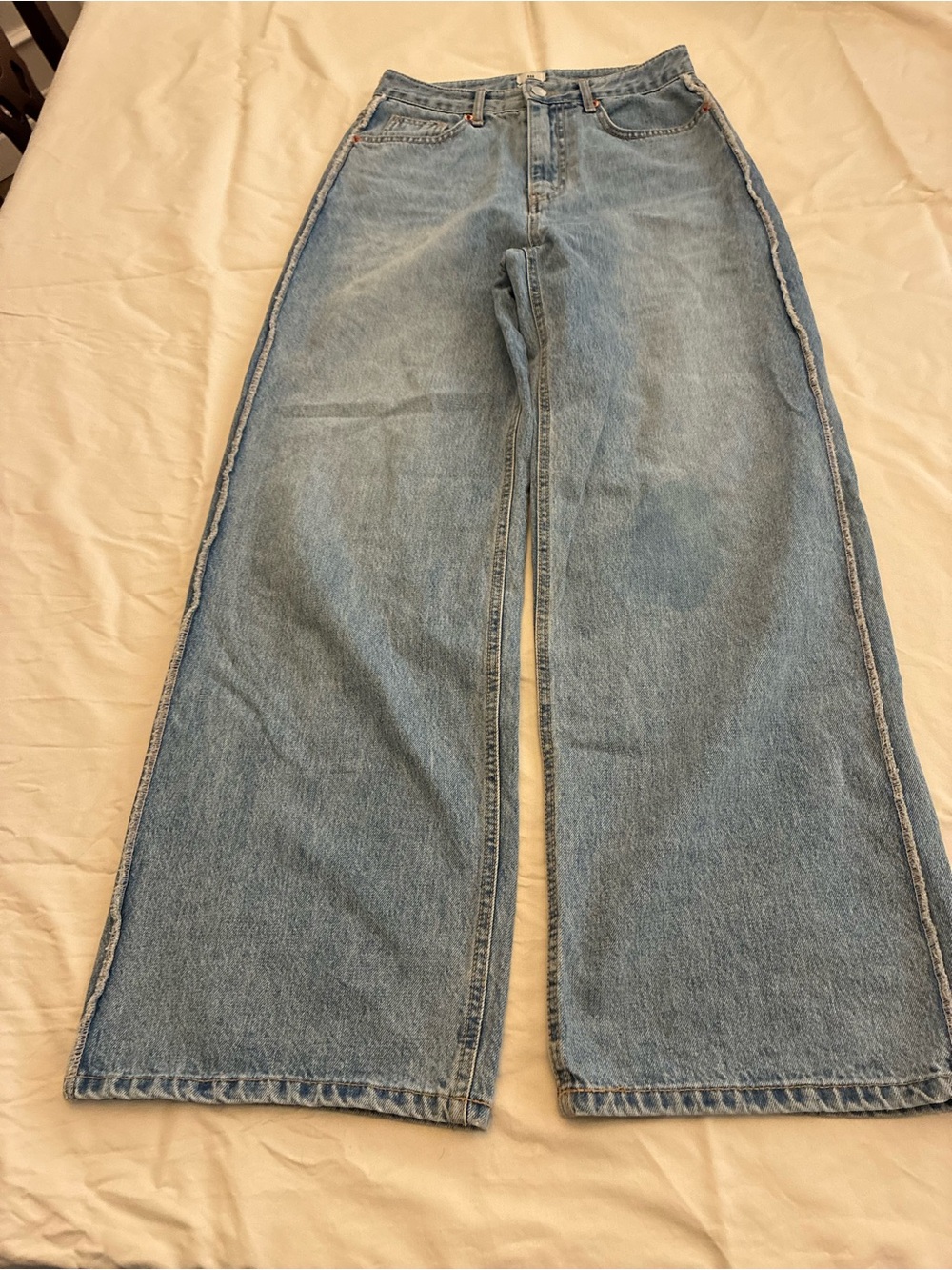 NEUKKIMPYO Light Wash Wide Leg Denim Jeans - Korean Streetwear Y2K skater